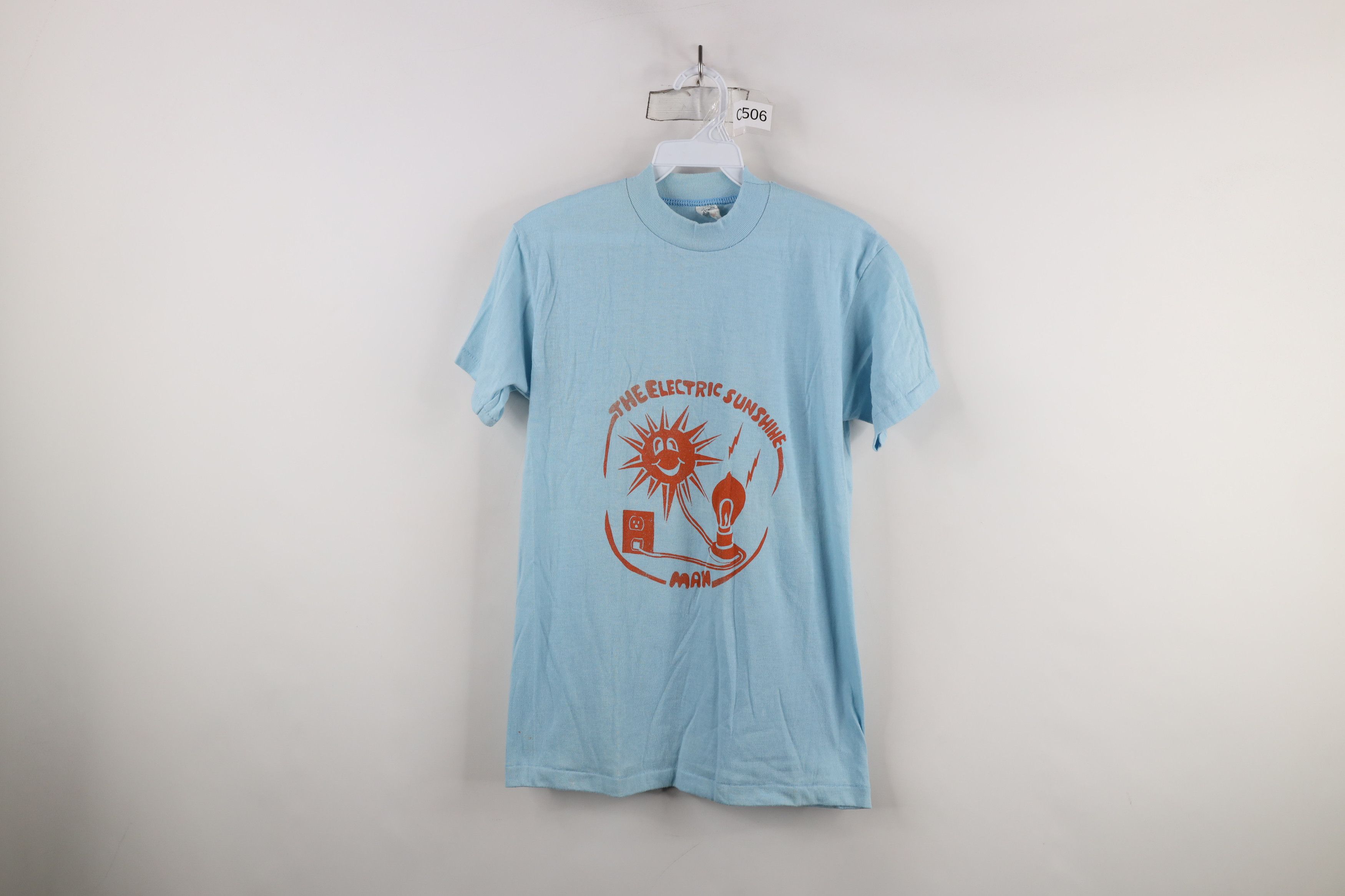Vintage Vintage 70s The Electric Sunshine Man T-Shirt Light Blue USA Size US S / EU 44-46 / 1 - 1 Thumbnail