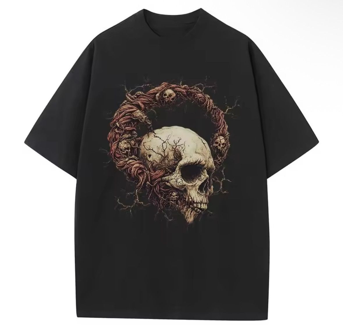 Japanese Brand Y2K Streetwear Gothic Skull Creature Drop Shoulder T-Shirt Size US S / EU 44-46 / 1 - 1 Thumbnail