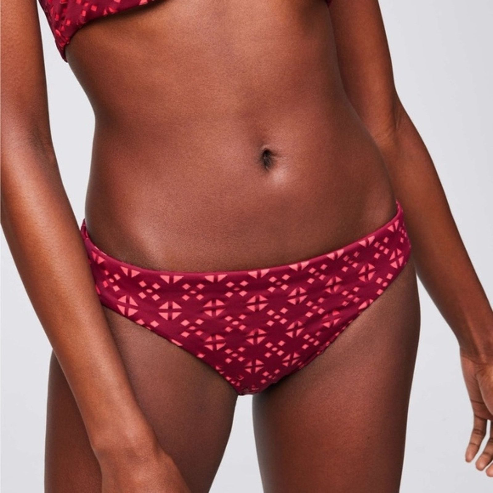 Loft Red Beach Perforated Hipster Bikini Bottom, Women's (Size 28)