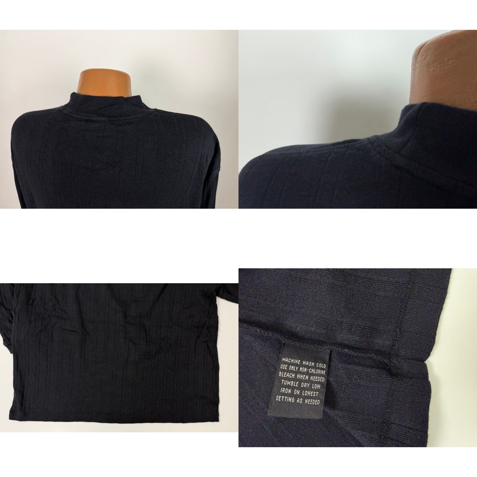 Vintage Vintage Vintage Ribbed Mock Neck Shirt Men XL Stretchy Minimal Preppy Black Rayon Cotton Size US XL / EU 56 / 4 - 8 Thumbnail