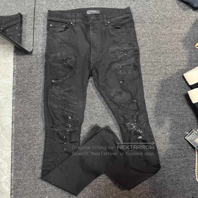 Amiri Amiri Big destroyed black tattered Size US 31 - 1 Thumbnail