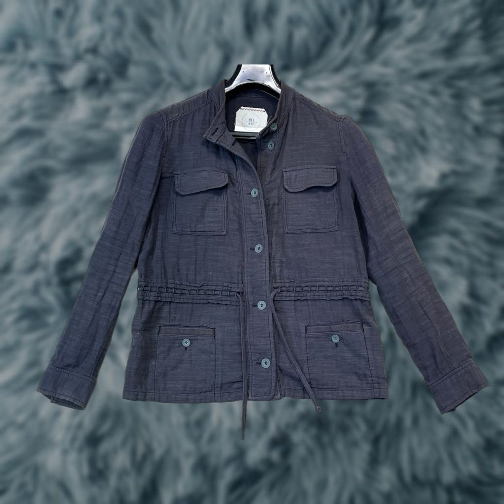 Vintage Hei Hei Women’s Utility Knit Jacket Shirt Top XS Gray Cotton Button Belted Collared Pockets Size XS / US 0-2 / IT 36-38 - 1 Thumbnail