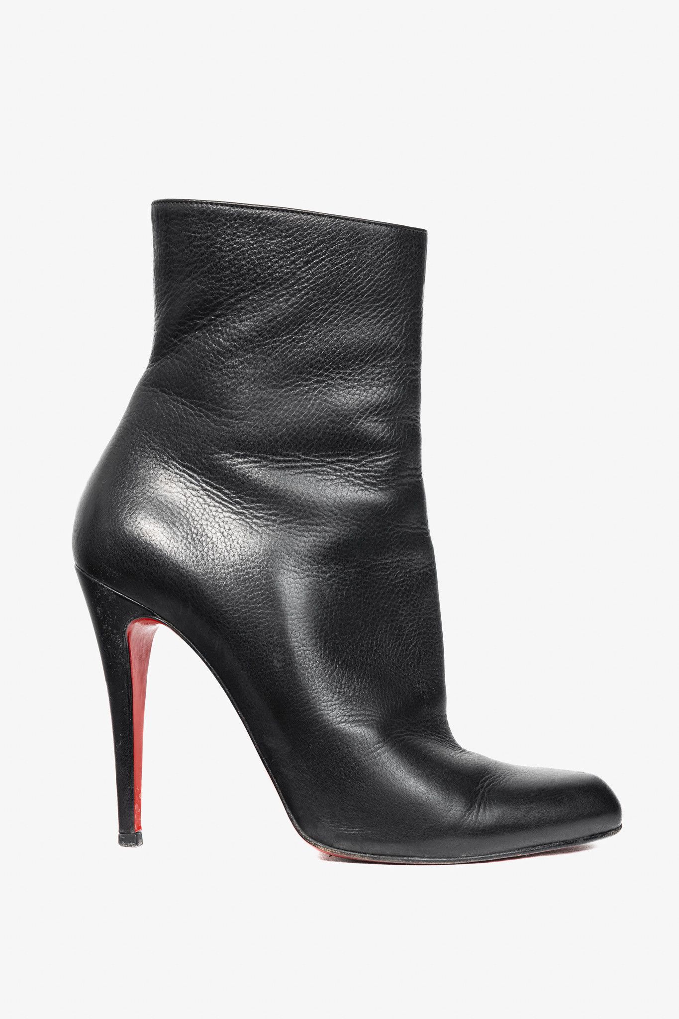 Christian Louboutin Black Grained Leather Heeled Booties