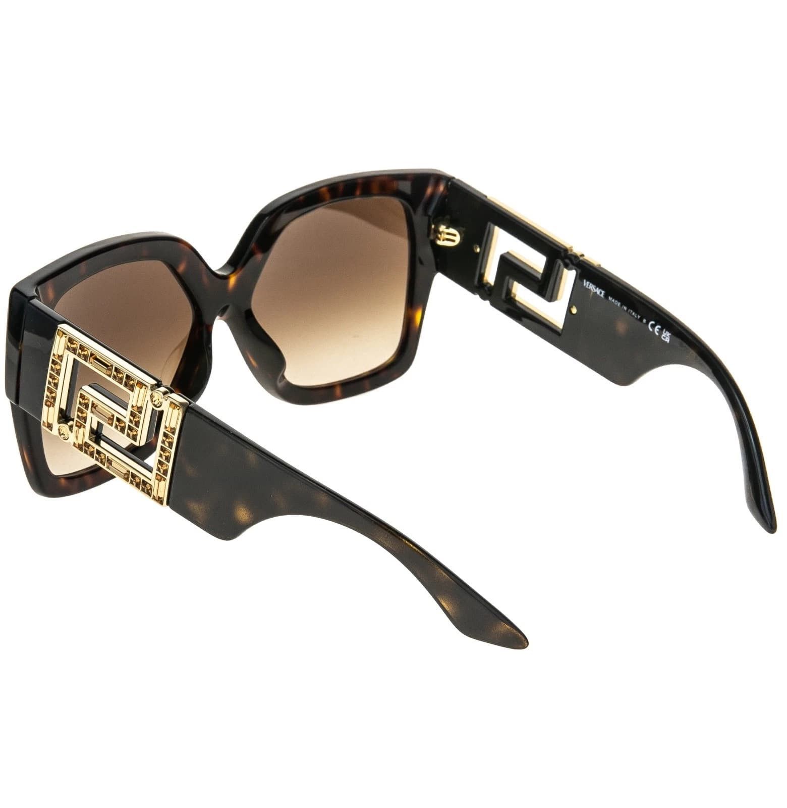 Versace VERSACE VE4402 GRECA Brown Gold Geometric Sunglasses 4402 Size ONE SIZE - 6 Thumbnail
