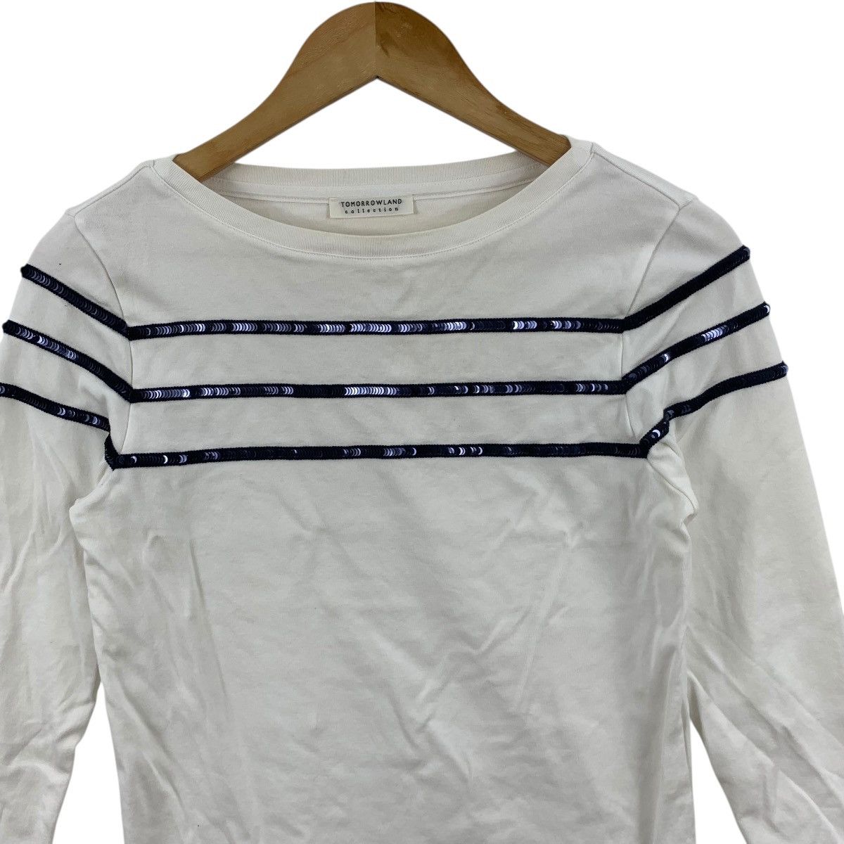 Tomorrowland TOMORROWLAND COLLECTION Sequinned Striped Tee Shirt Top Size S / US 4 / IT 40 - 5 Thumbnail