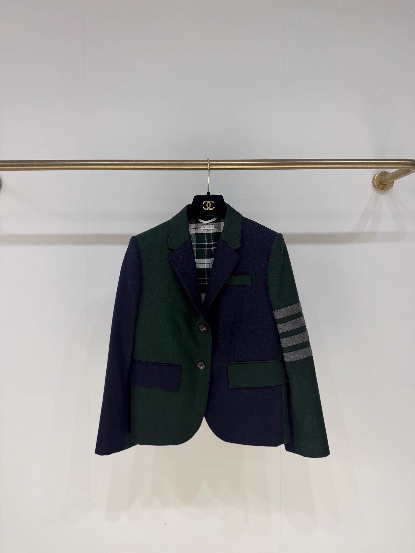 Thom Browne Thom Browne Deep Green Blocked Four-Bar Wool Blazer 38 Size 38R - 1 Thumbnail