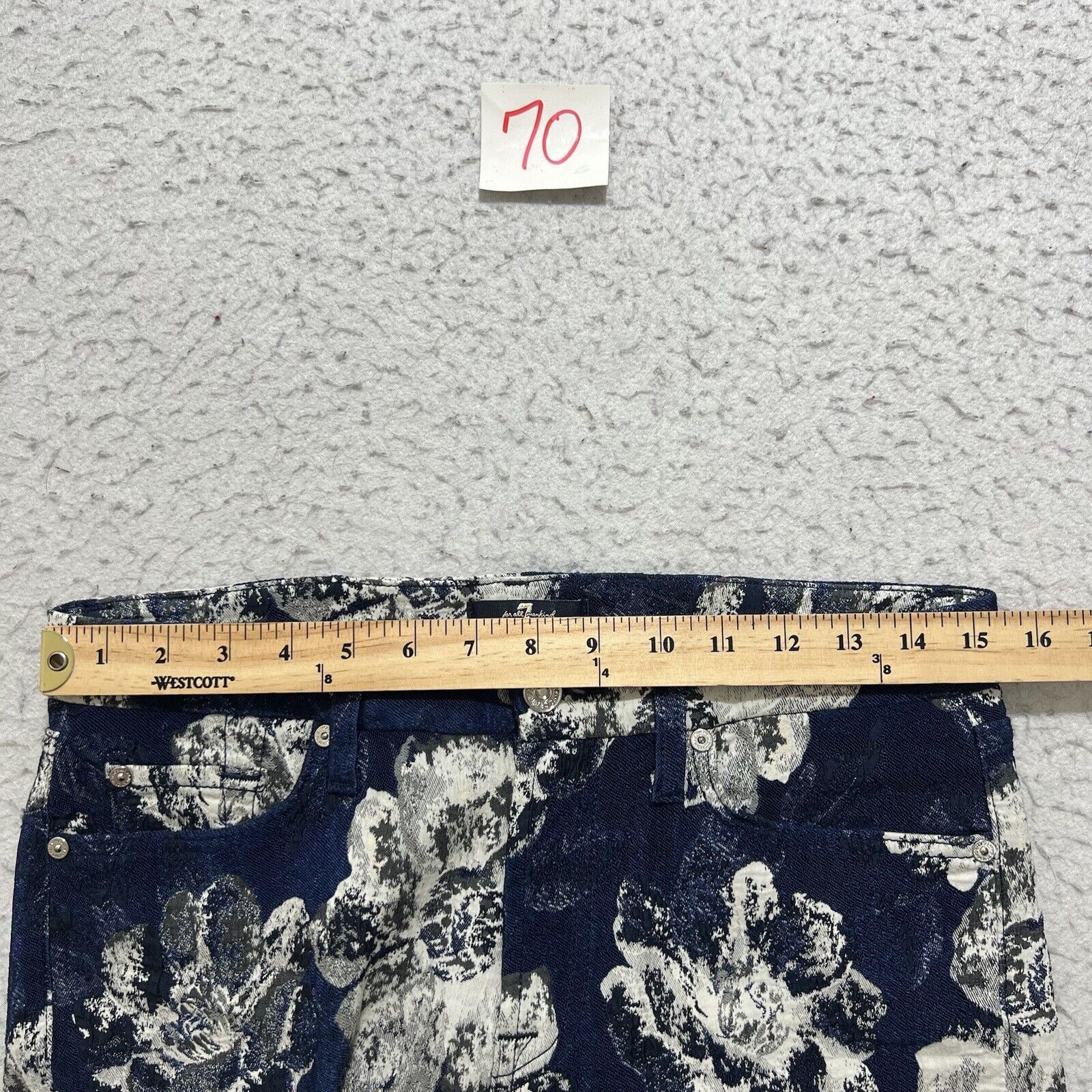 7 For All Mankind 7 For All Mankind Floral Ankle Jacquard Skinny Pants Blue Size 29" - 9 Thumbnail