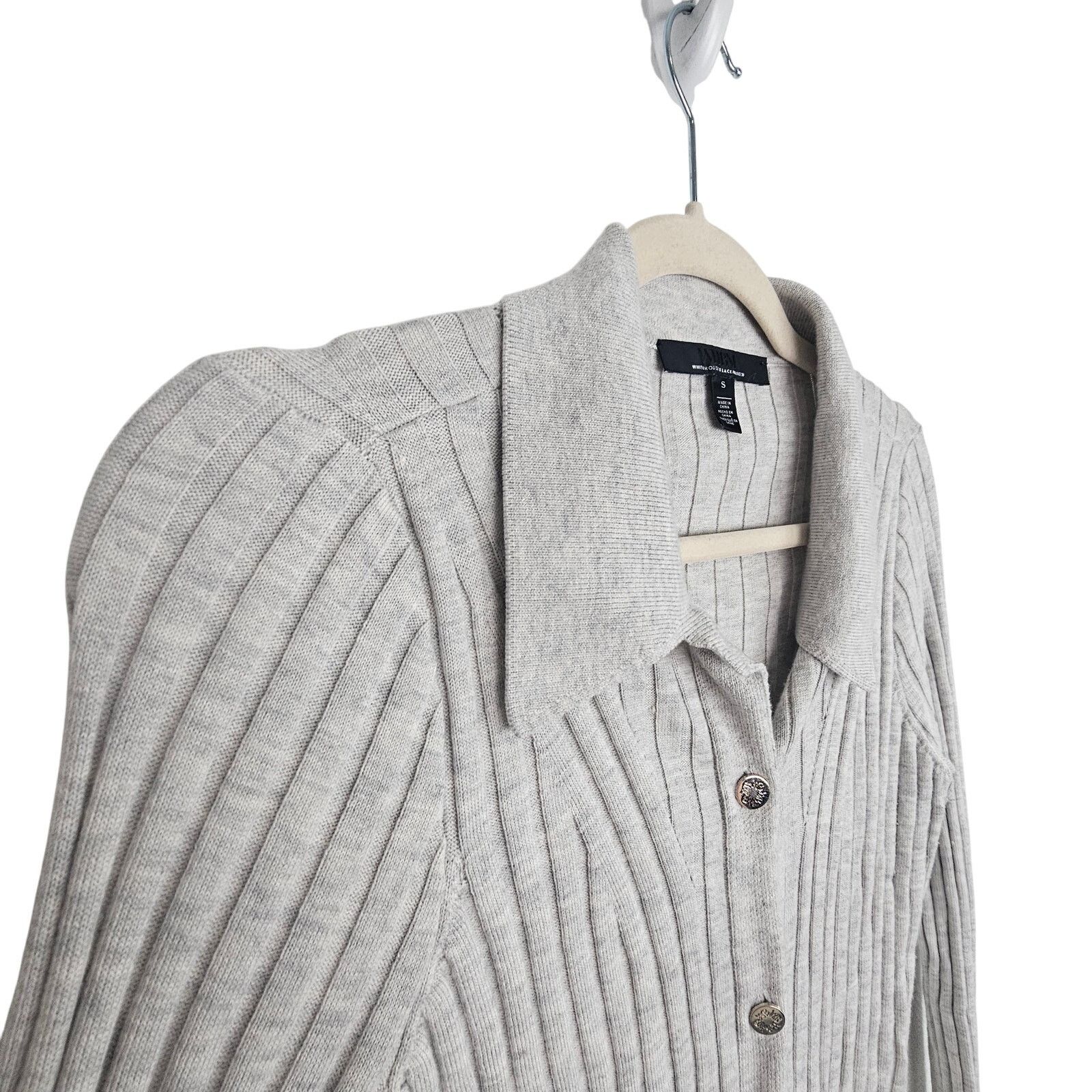 White House Black Market White House Black Market Cashmere Ribbed Cardigan Sweater Size S / US 4 / IT 40 - 5 Thumbnail