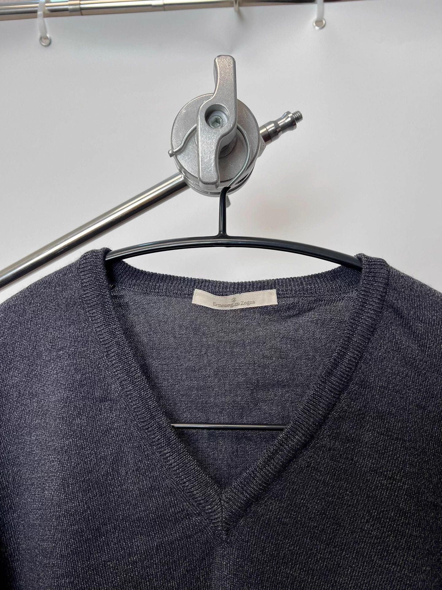 Other Zegna Wool V-neck Knit Sweater Loro Shoulder Size 52 Size US L / EU 52-54 / 3 - 3 Thumbnail