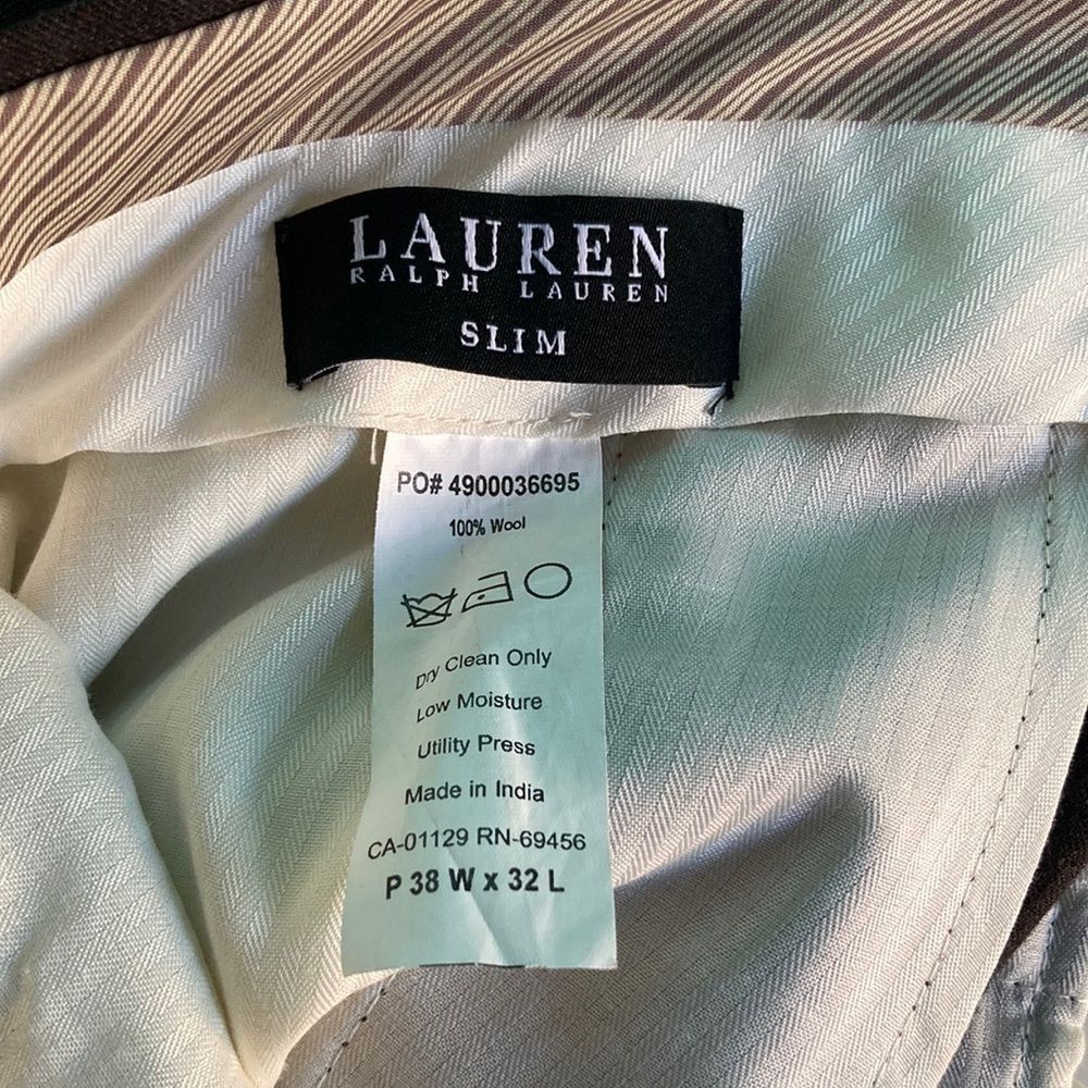 Ralph Lauren Lauren Ralph Lauren Mens 38 X 32 Brown Wool Dress Trousers Size US 38 / EU 54 - 3 Thumbnail