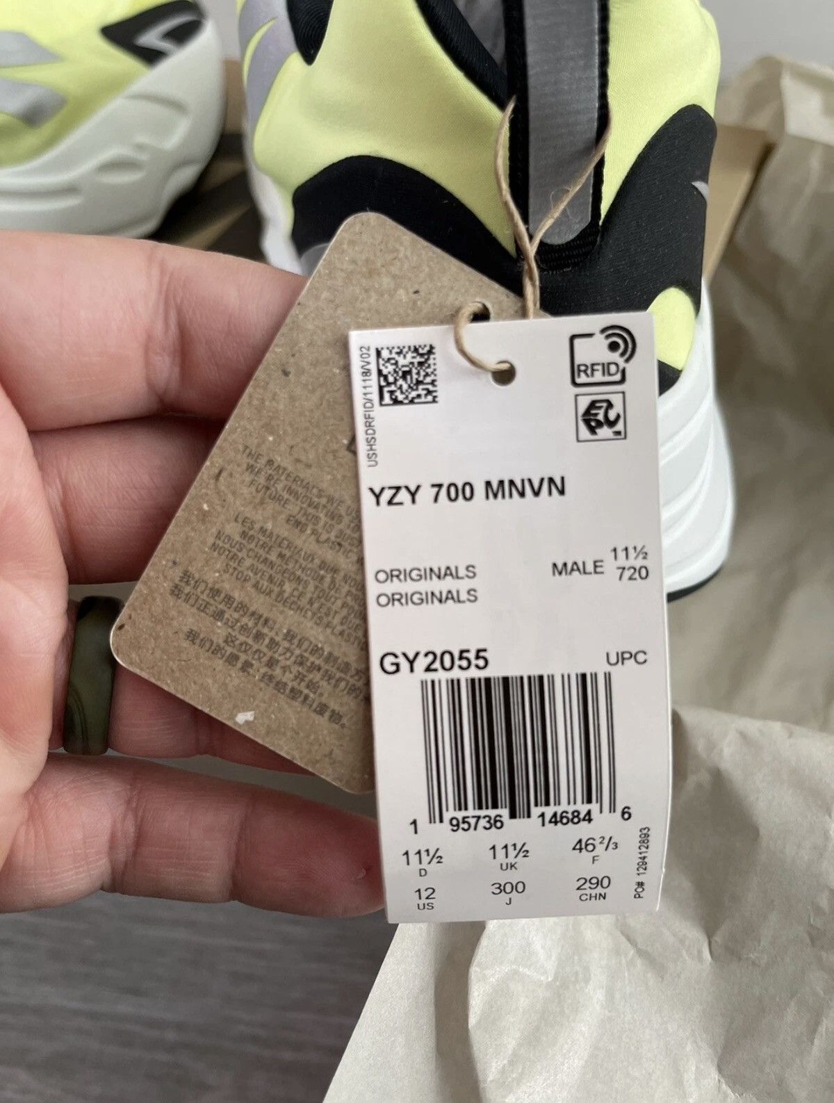 Adidas ADIDAS Yeezy Boost 700 MNVN Laceless GY2055 Phosphor Size 12 Size US 12 / EU 45 - 9 Thumbnail