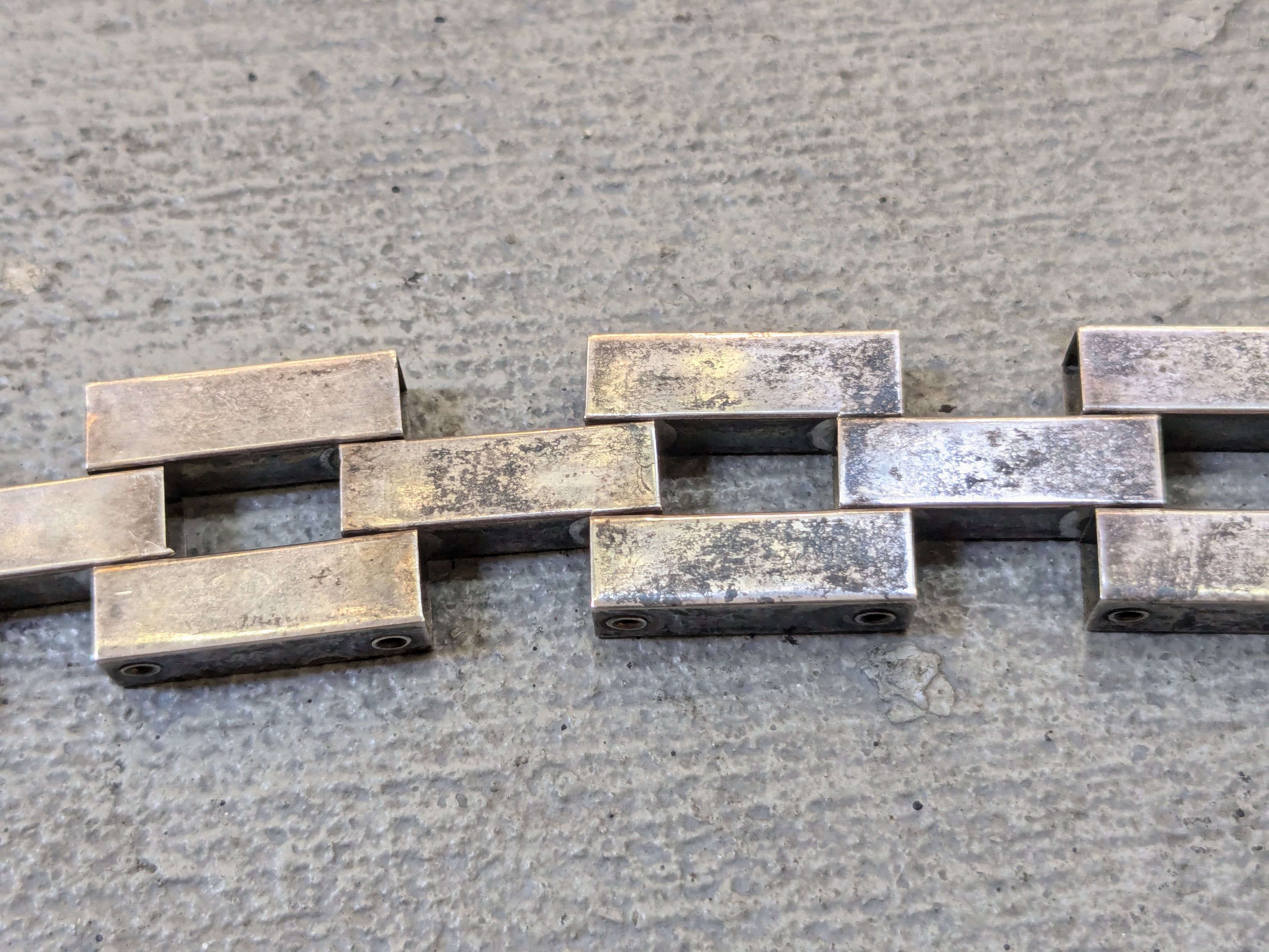 Other Vintage Sterling Silver Bracelet Modern Industrial 7.75" Size ONE SIZE - 11 Thumbnail
