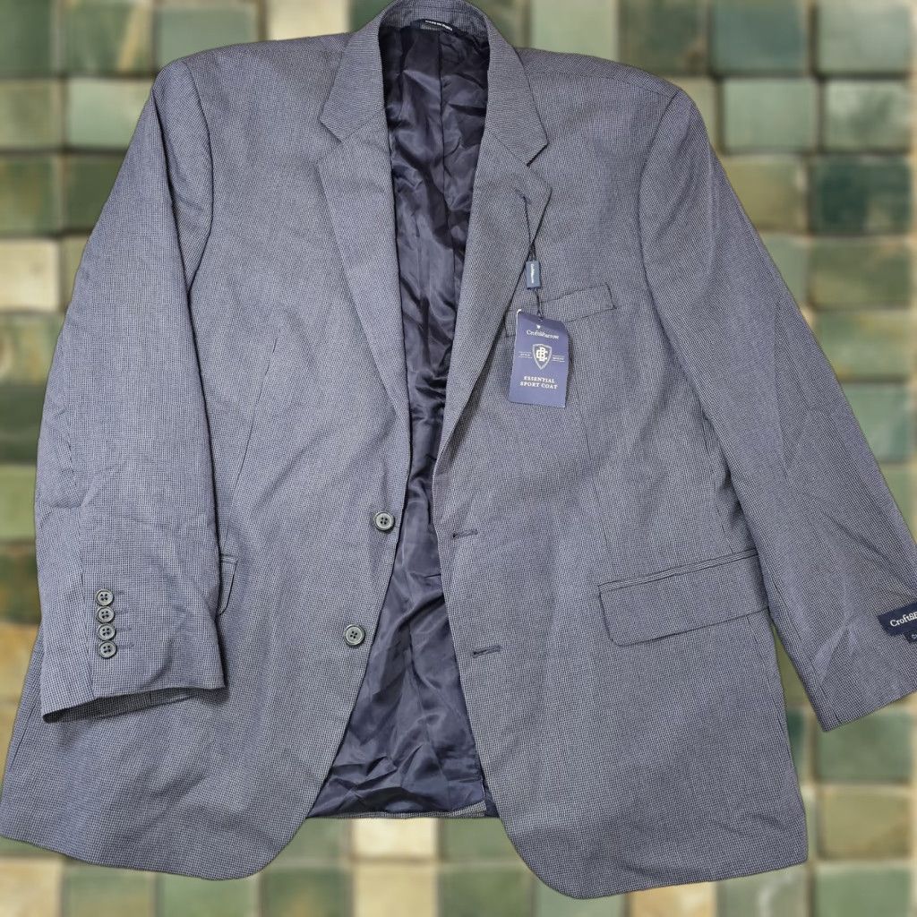 Croft & Barrow Croft & Barrow Sport Coat Mens 48R Blue Check Classic Fit Two-Button Jacket Size US M / EU 48-50 / 2 - 1 Thumbnail