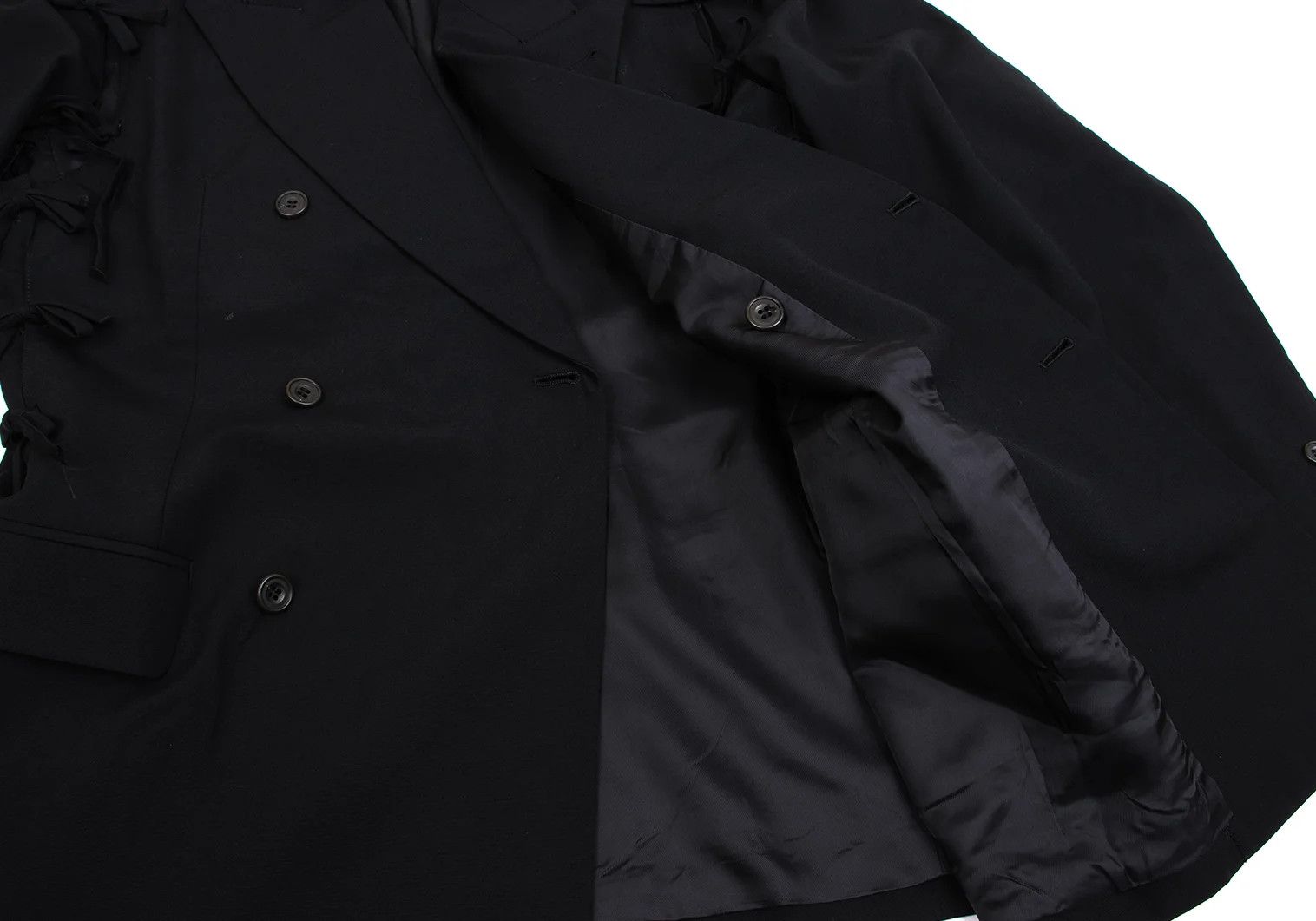 Jean Paul Gaultier Ribbon-Detach Design Wool Jacket in Black Size 50 Size US M / EU 48-50 / 2 - 14 Thumbnail