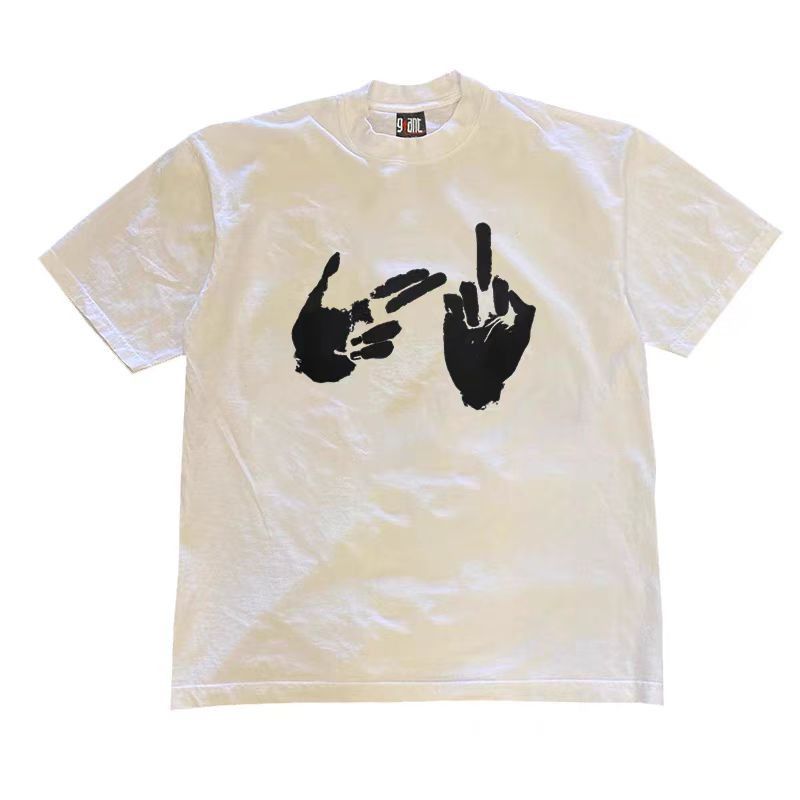 Japanese Brand White Loose Hand Printed Short Sleeve T-Shirt Size US L / EU 52-54 / 3 - 3 Thumbnail