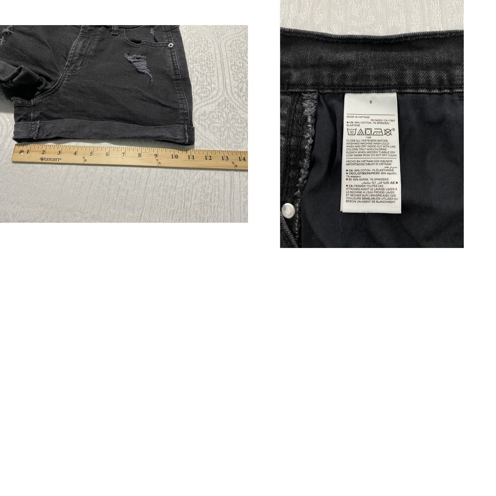 Old Navy Old Navy Womens Size 6 Black Mid-Rise Boyfriend Distressed Denim Jean Shorts Size 28" / US 6 / IT 42 - 8 Thumbnail