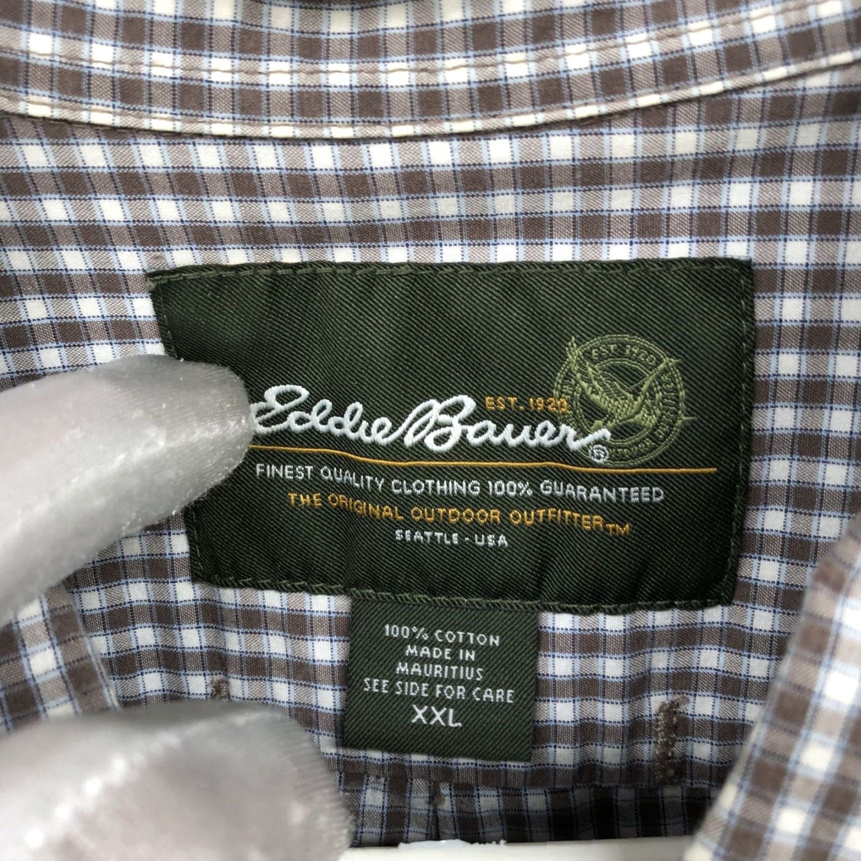 Eddie Bauer Eddie Bauer Short Sleeve Shirt Mens XXL Button Up Brown Check Plaid Cotton Size US XXL / EU 58 / 5 - 5 Thumbnail