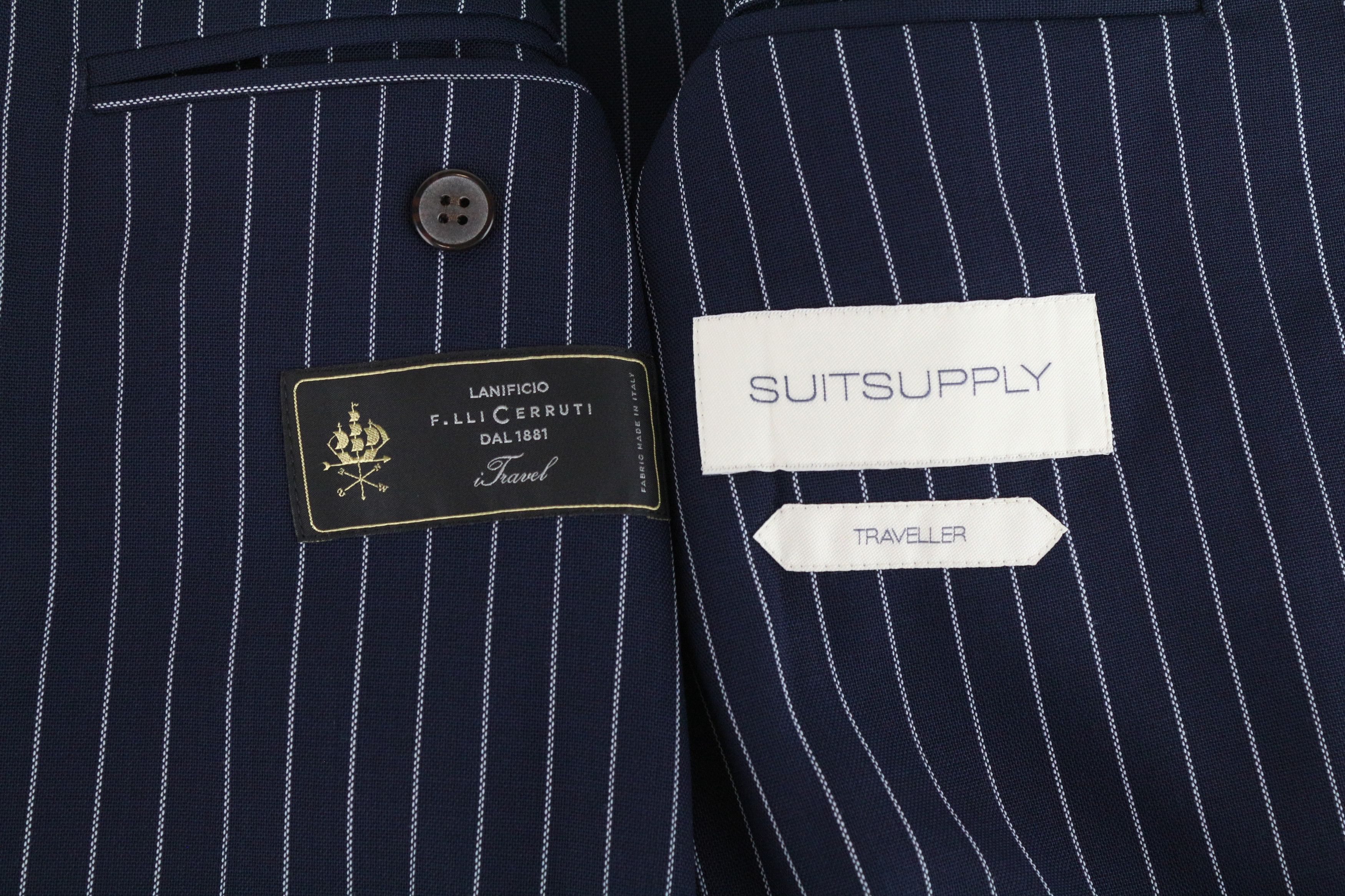 Suitsupply HAVANA TRAVELLER UK42R Blue Wool Slim Striped Blazer 61498 Size 42R - 5 Thumbnail