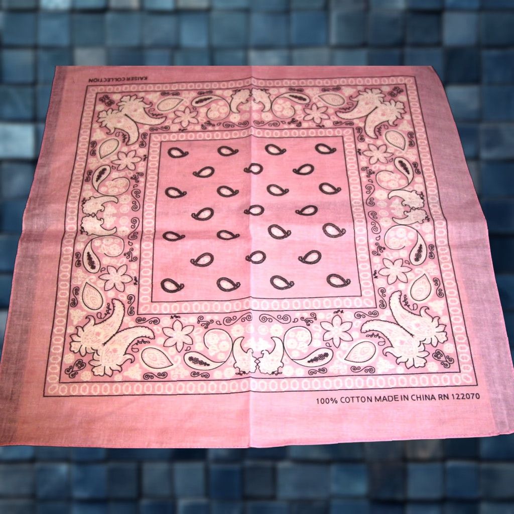 Vintage VINTAGE Bandana Set of 3 Pink Cotton Unisex 22x22 Inches Accessories Size ONE SIZE - 1 Thumbnail