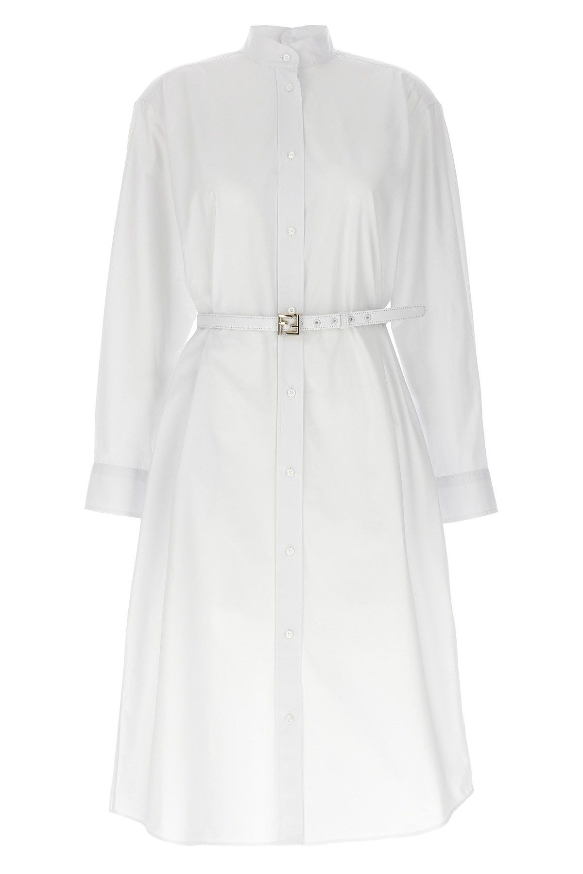 image of Fendi 'ff' Shirt Dress in White, Women's (Size Small)