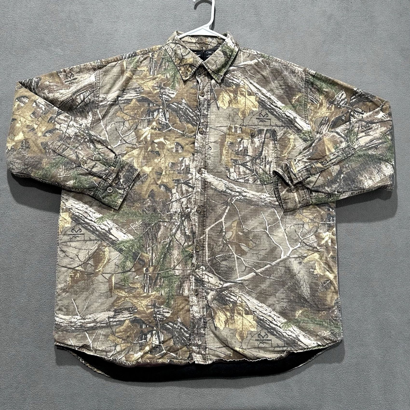 Realtree Bushmaster Shirt Mens 2XL Brown Camo Button Down Fleece Lined Shacket Realtree Size US XXL / EU 58 / 5 - 2 Thumbnail