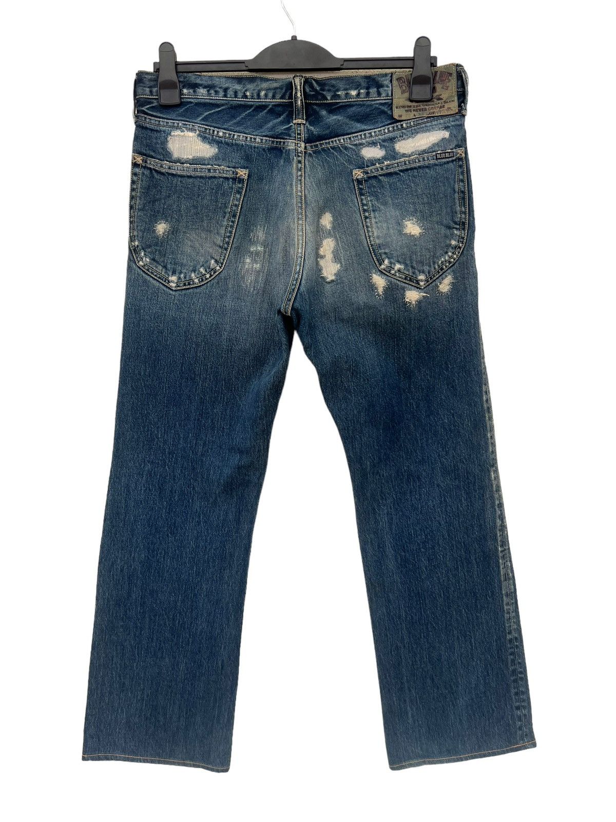 Blue Blue Japan Vintage Blue Blue Japan Distress Zigzag Denim Flare Jeans Size US 33 - 15 Thumbnail