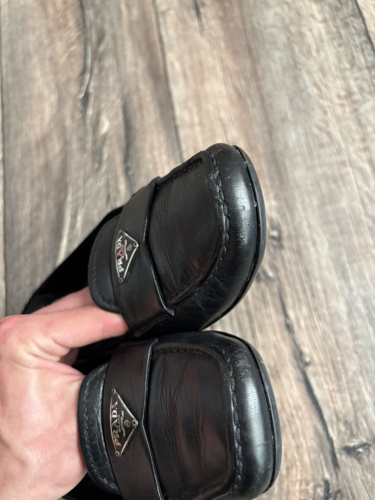 Prada Prada Black Leather Flat Shoes Women’s Square Toe Loafers Size US 9.5 / IT 39.5 - 16 Thumbnail
