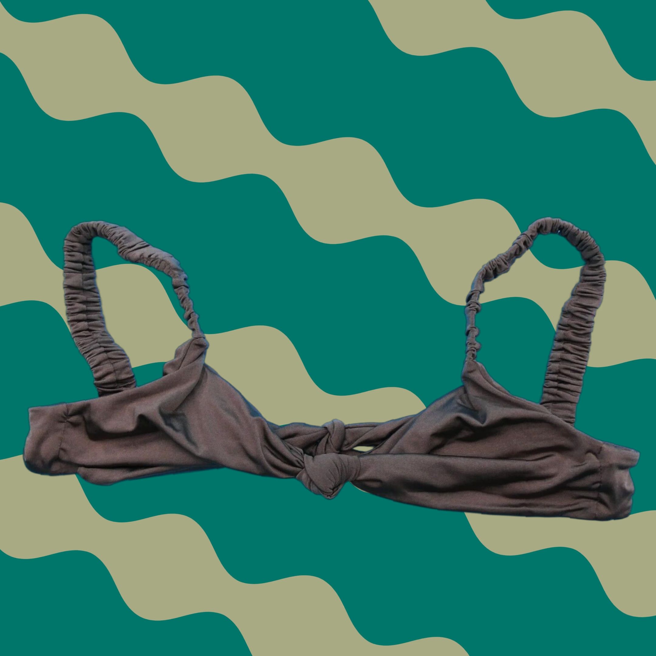 Vitamin A Bikini Top Women S Gray Wide Strap Ruched Plunge Swimwear Logo Quick Dry USA