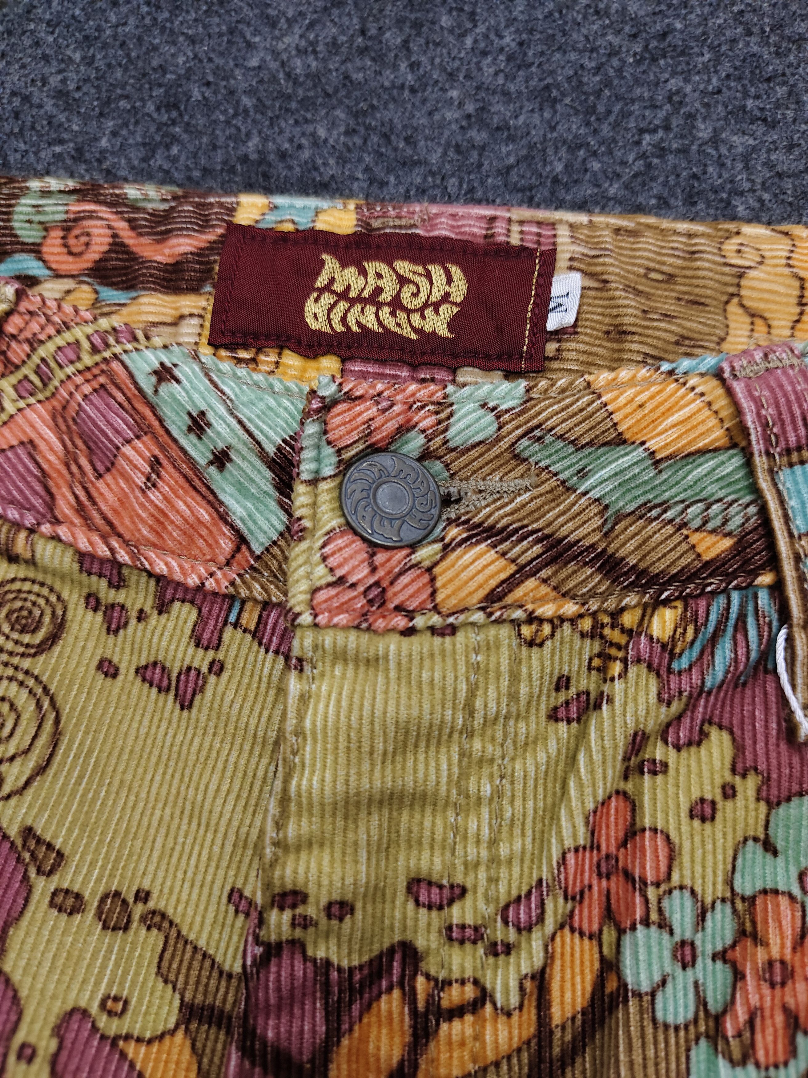 Japanese Brand 2000s MASH MANIA- Hippie Psychedelic Corduroy Flare Pants Size 28" / US 6 / IT 42 - 5 Thumbnail