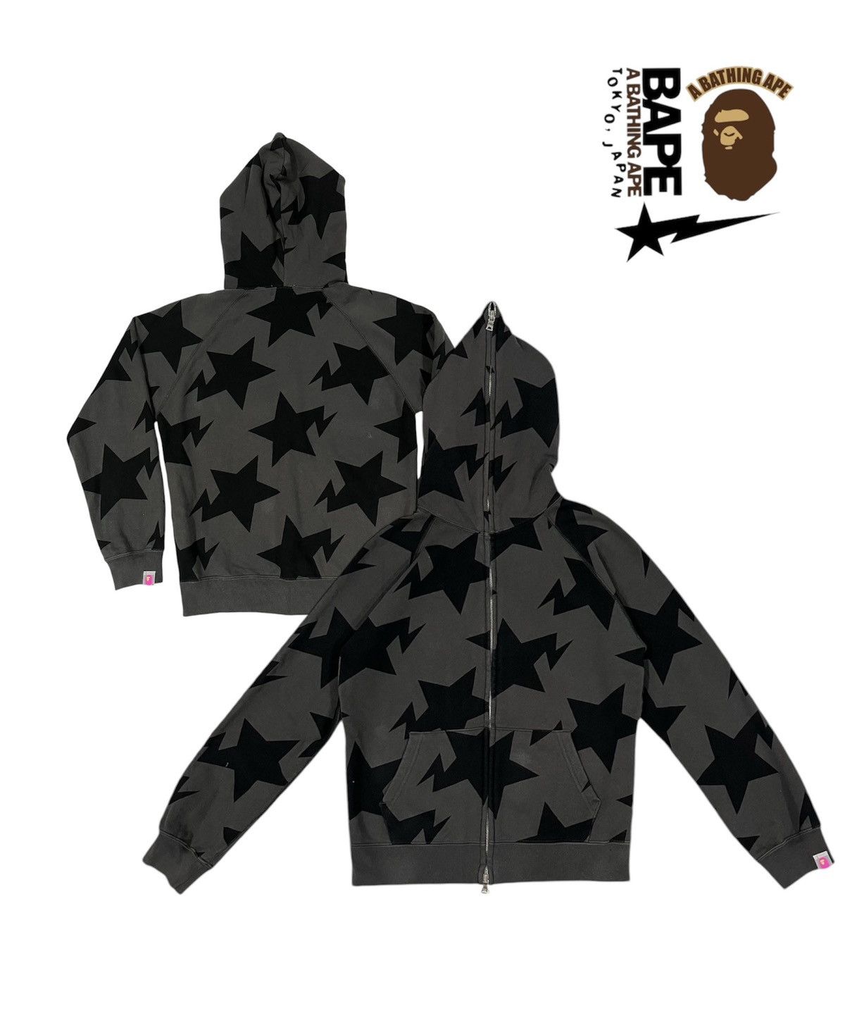 Like new‼️ Bape Sta Pattern Full Zip Hoodie Short