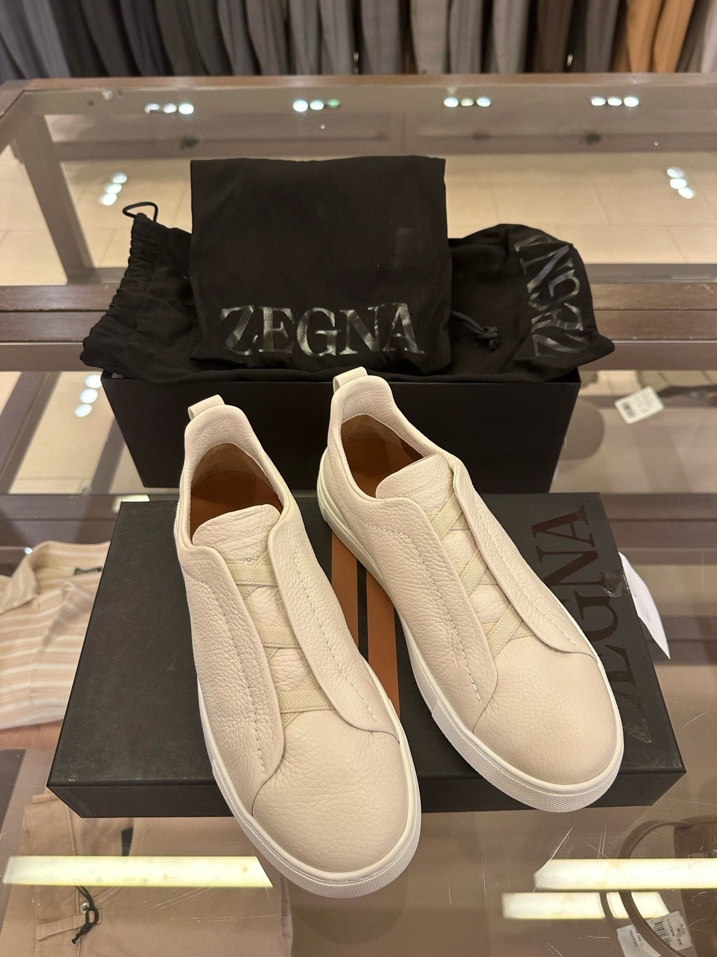 Ermenegildo Zegna Zegna Men's White Leather Sneakers Size US 6 / EU 39 - 2 Thumbnail
