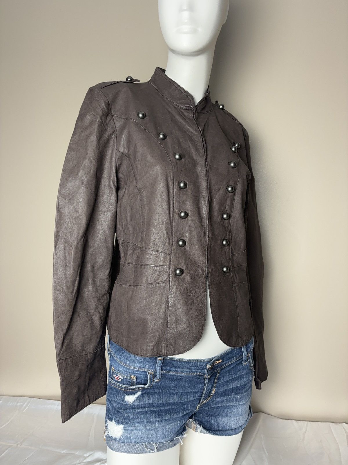 Genuine Leather Vintage Gussar Victorian Style Military Cropped Javjey Size XL / US 12-14 / IT 48-50 - 5 Thumbnail