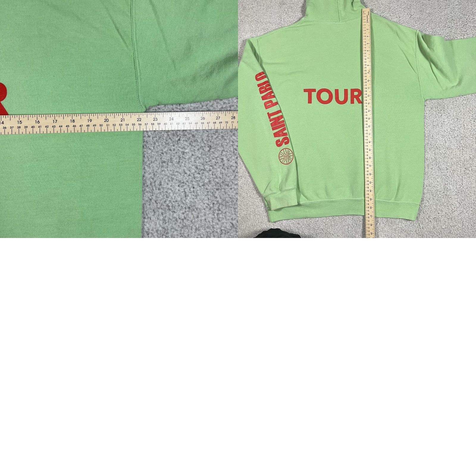 Gildan Saint Pablo Hoodie Mens M Green Sweatshirt Concert 2016 Tour Merch Kanye West Shirt Hooded Pockets Logo Graphic Print Size US M / EU 48-50 / 2 - 11 Thumbnail