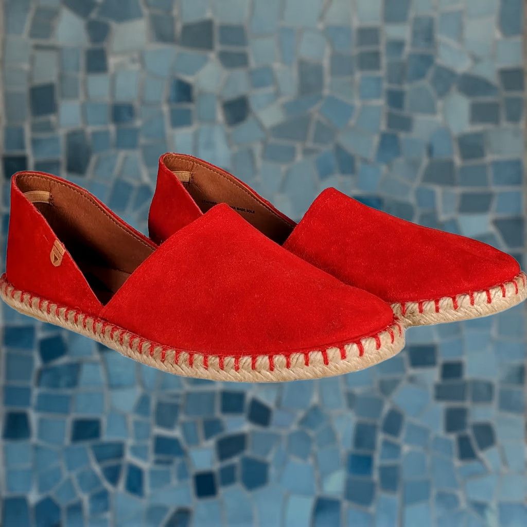 Vintage Verbenas Carmen Espadrilles Flat Women US 10.5 EU 41 Suede Leather Fire Red Slip On Jute Rubber Breathable Lightweight Size US 11 / IT 41 - 1 Thumbnail