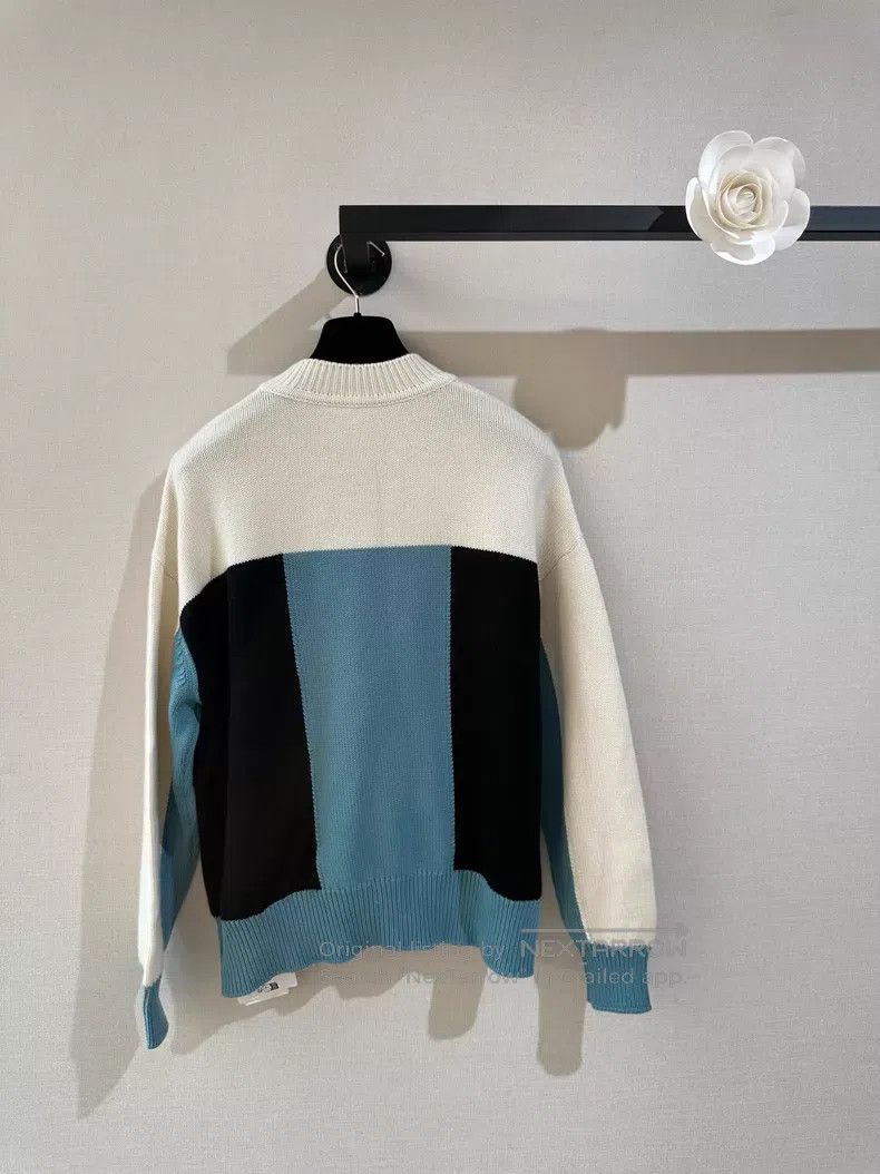 Hermes Hermes black, white, and blue goat cashmere sweater Size XXS / US 00 / IT 34 - 4 Thumbnail