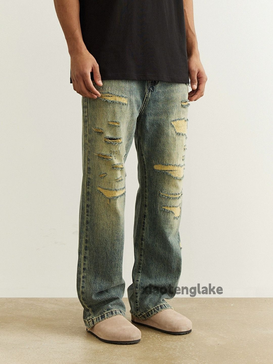 Jean × Vintage washed faded rusty damaged ripped baggy yuppie jeans Size US 32 / EU 48 - 5 Thumbnail