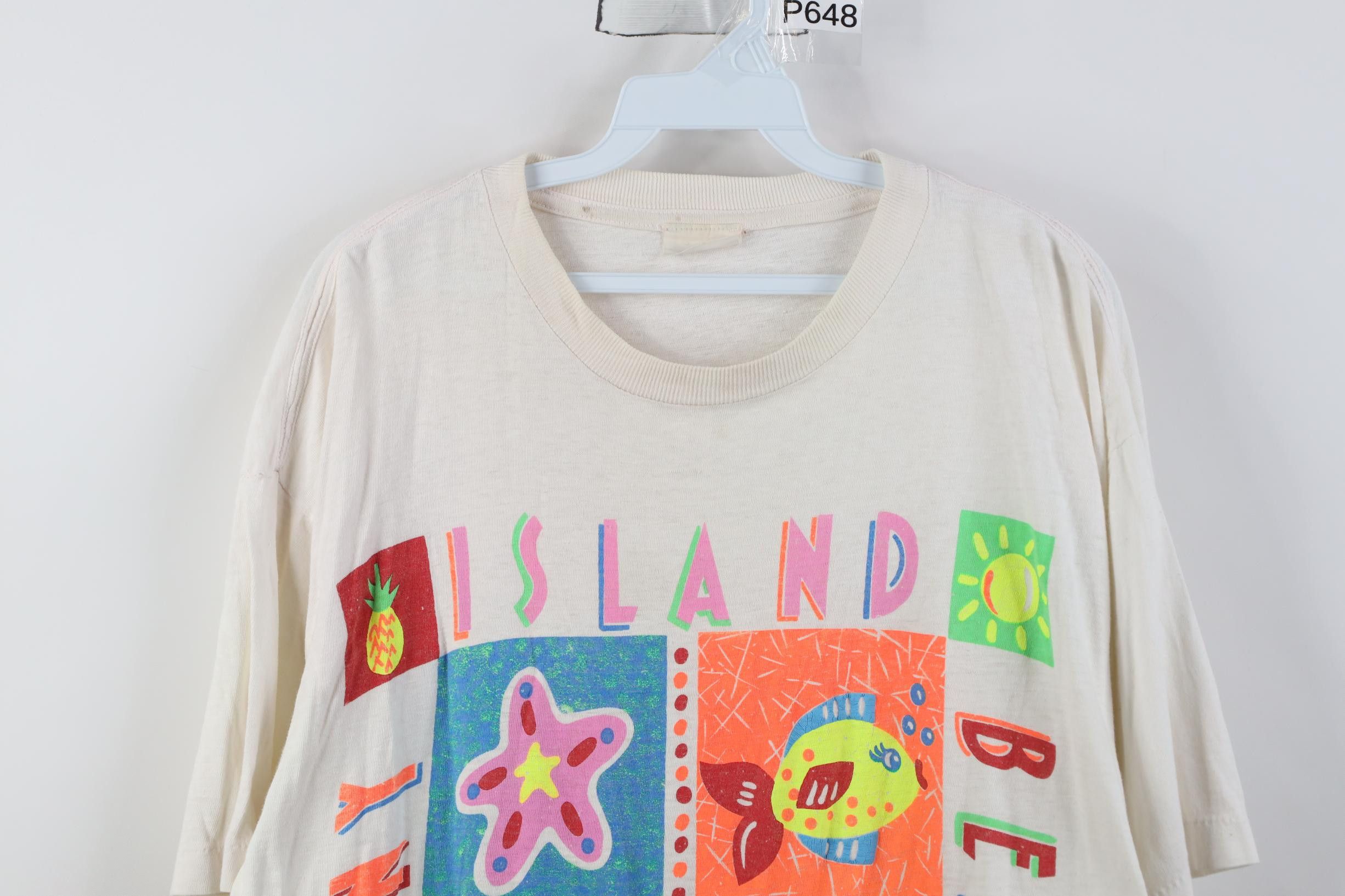 Vintage Vintage 90s Streetwear Baggy Fit Beach Island T-Shirt Size L / US 10 / IT 46 - 2 Thumbnail