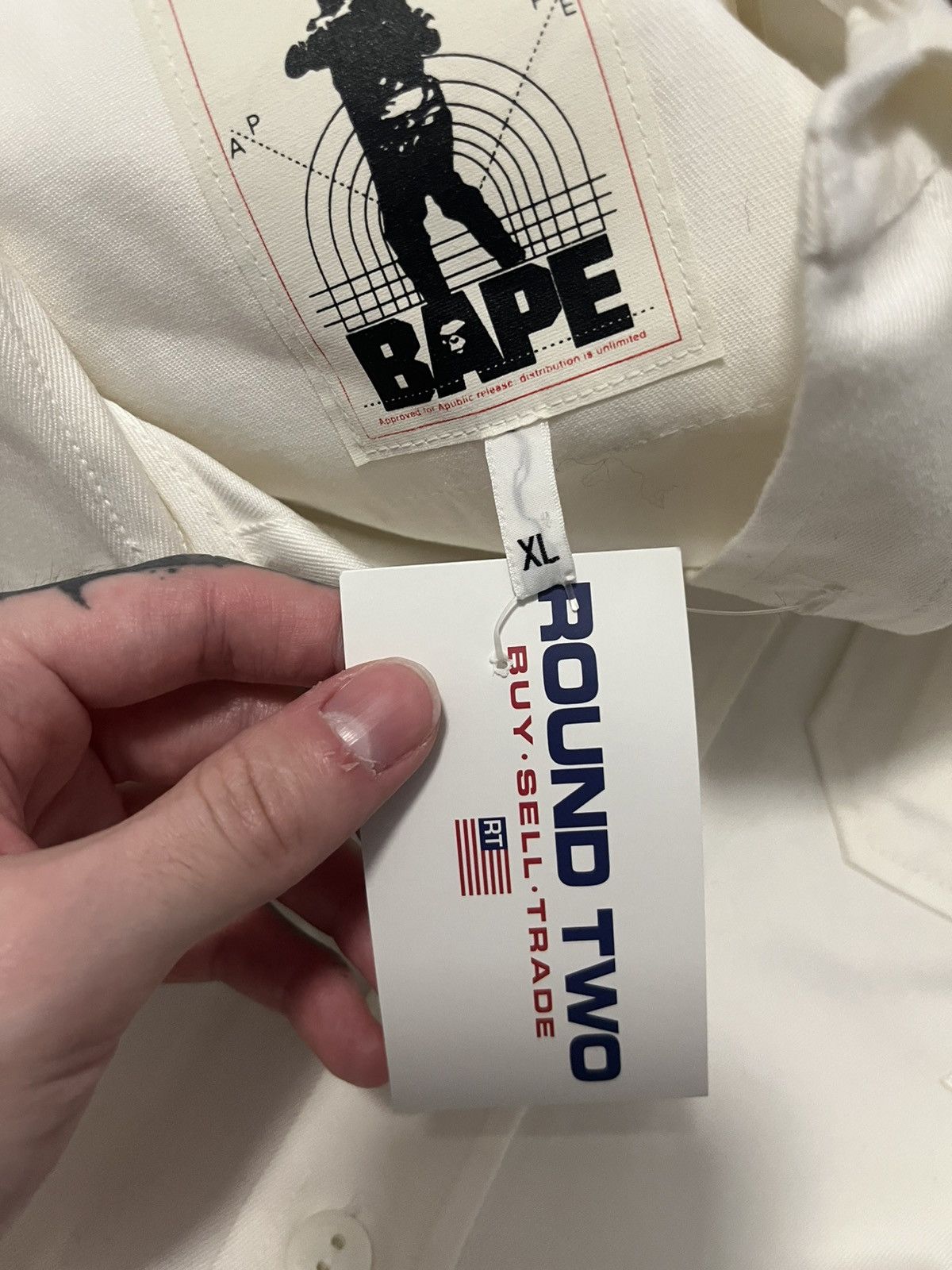 Bape Bape foot soldier white button up Size US XL / EU 56 / 4 - 7 Thumbnail
