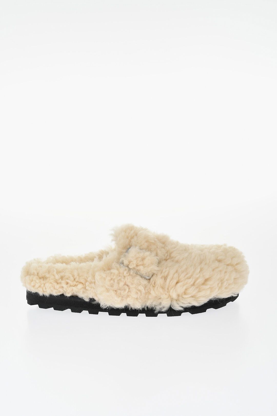 Jil Sander og1mm0625 Buckled Curly Shearling Mules in Beige Size US 10 / EU 43 - 1 Thumbnail