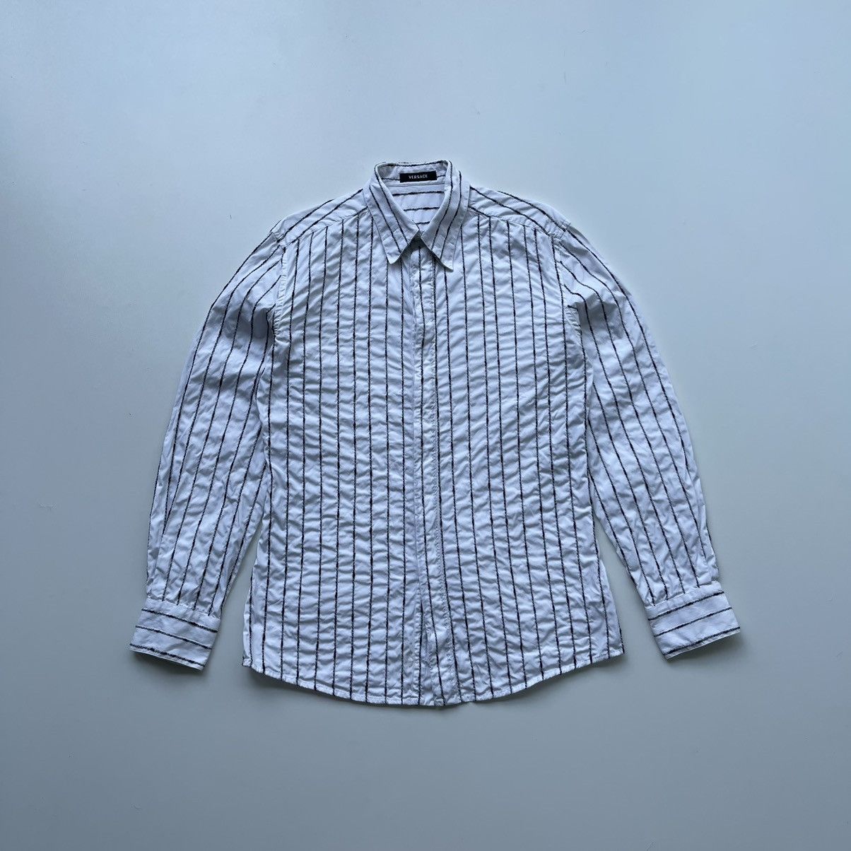 Versace Gianni Versace 3D Striped Cotton Button Ups Classic Shirt Size US L / EU 52-54 / 3 - 1 Thumbnail