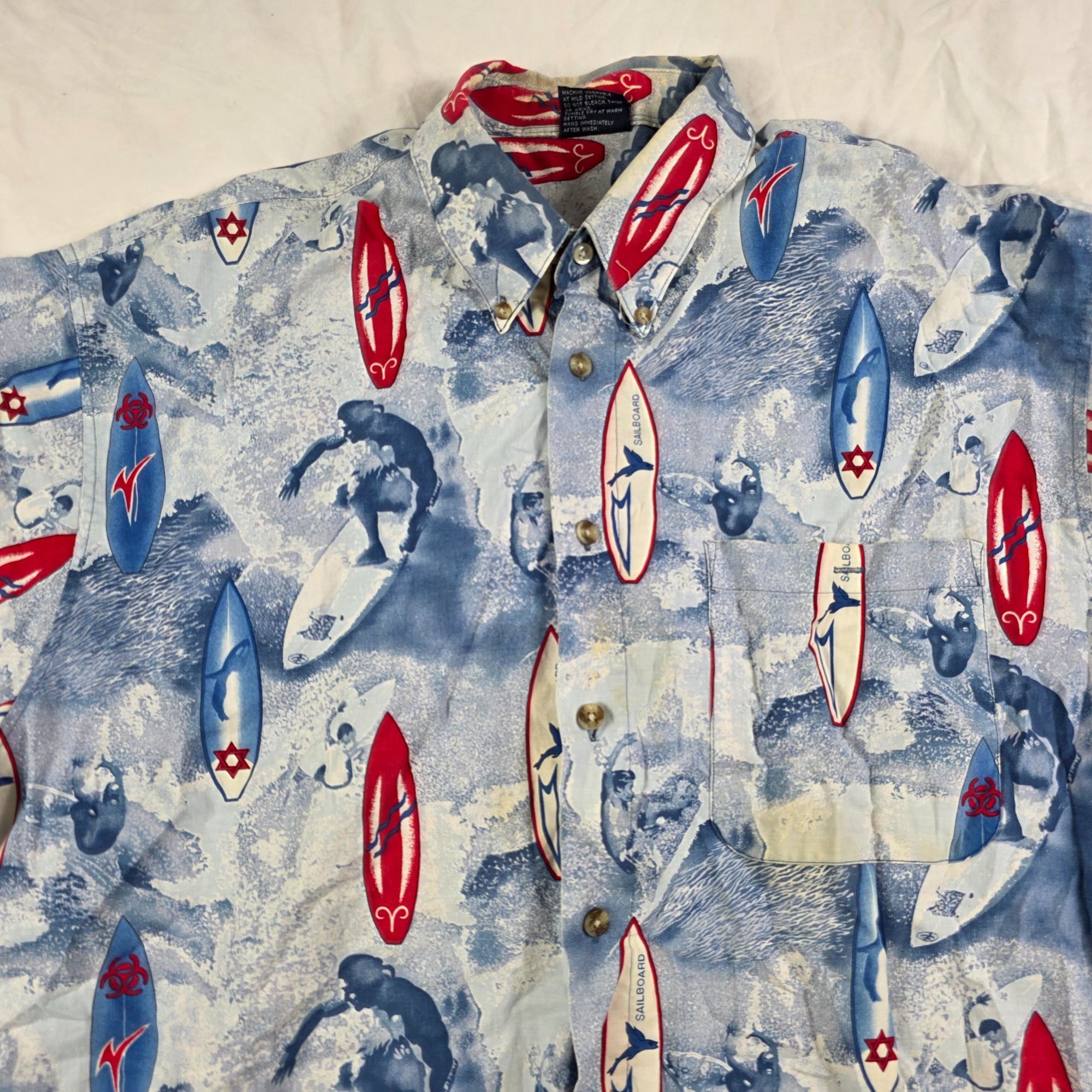 Other 212 NYC Hawaiian Mens Size XL Blue White Button Up Shirt Sur Size US XL / EU 56 / 4 - 3 Thumbnail