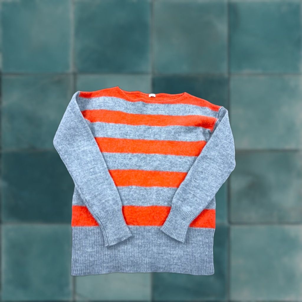 J.Crew VINTAGE J.Crew Sweater Women’s Small Orange Striped Pullover Jumper Alpaca Size S / US 4 / IT 40 - 1 Thumbnail