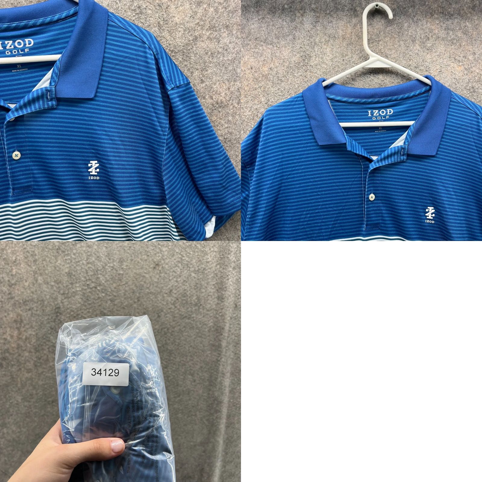Izod IZOD Polo Shirt Mens XL Blue Striped Preppy Golf Polo Shirt Short Sleeve Regular Fit Size US XL / EU 56 / 4 - 8 Thumbnail