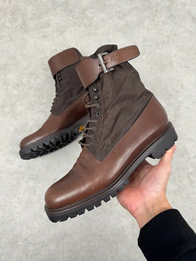 Prada FW1999 Prada Brown Leather High Ankle Military Boots Size US 7 / EU 40 - 1 Thumbnail
