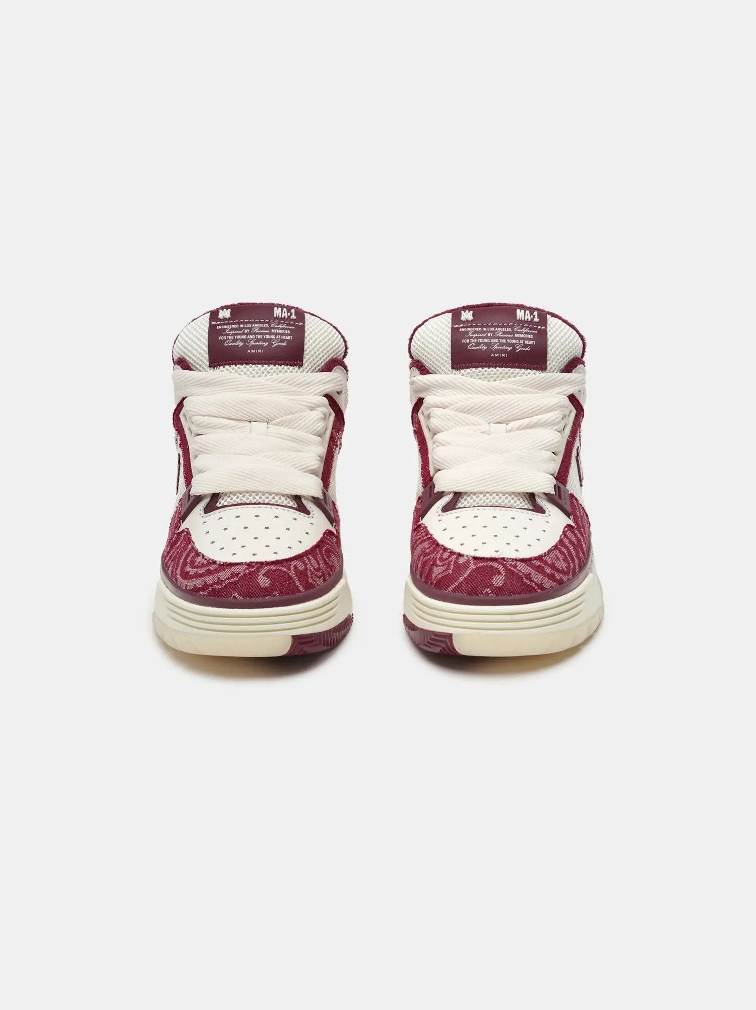 Amiri o1s1wg110426 Bandana Denim MA-1 Sneakers in Burgundy/White Size US 14 / EU 47 - 3 Thumbnail