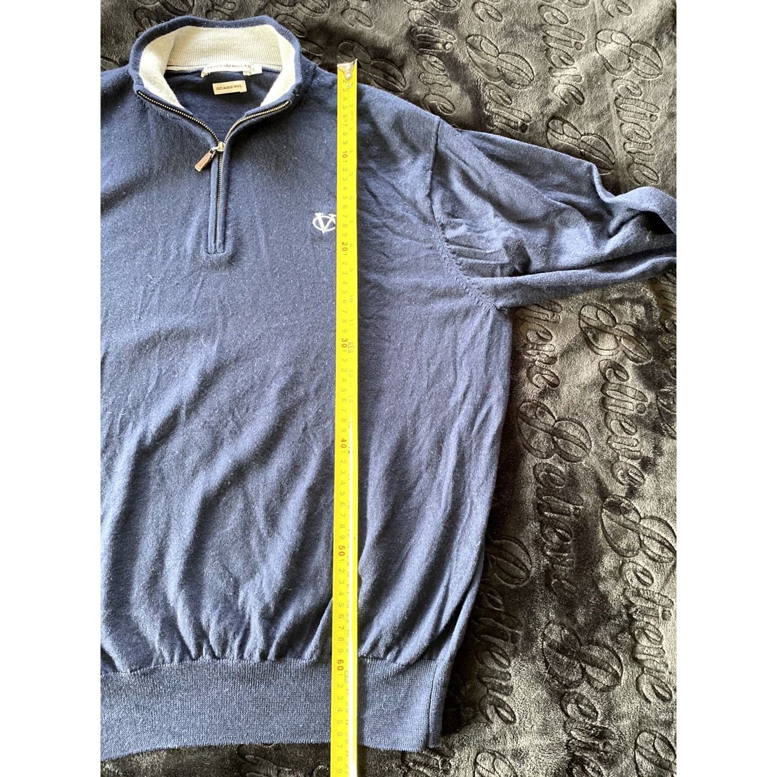 Peter Millar Peter Millar Sweater 1/4 Zip Merino Wool Navy CV Embroidered Men L Size US L / EU 52-54 / 3 - 6 Thumbnail