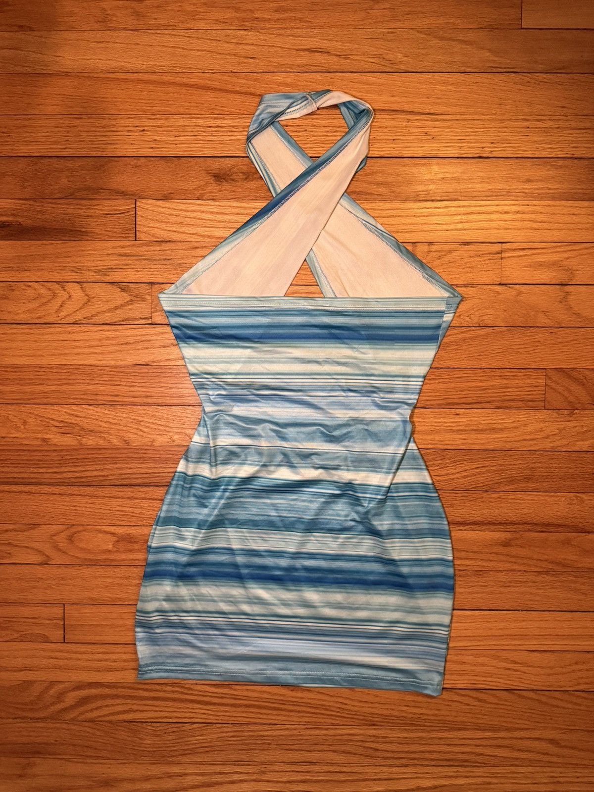 Dolls Kill Blue striped mini dress w/ Crisscross Top Size L / US 10 / IT 46 - 4 Thumbnail