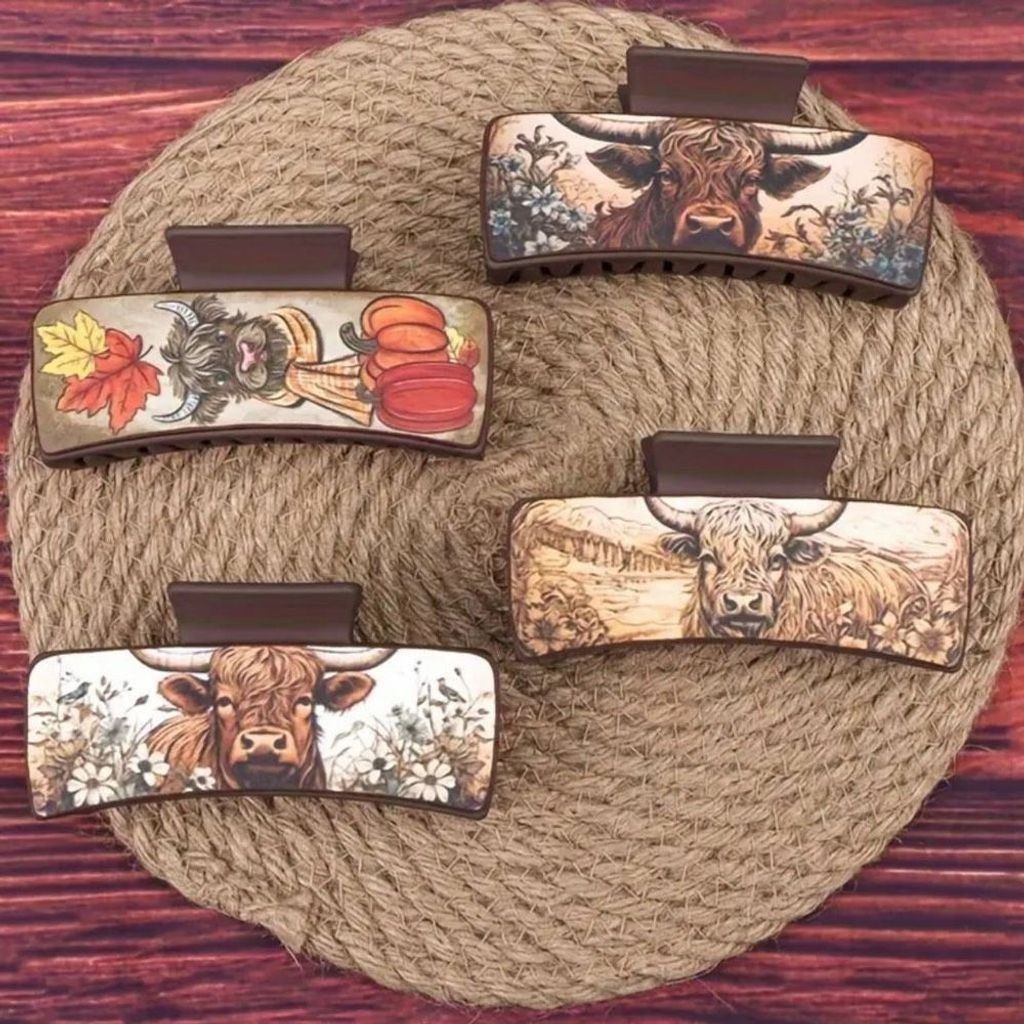 Other Western Cow Claw Clips Womens 4 Piece Leather Hair Size ONE SIZE - 3 Thumbnail