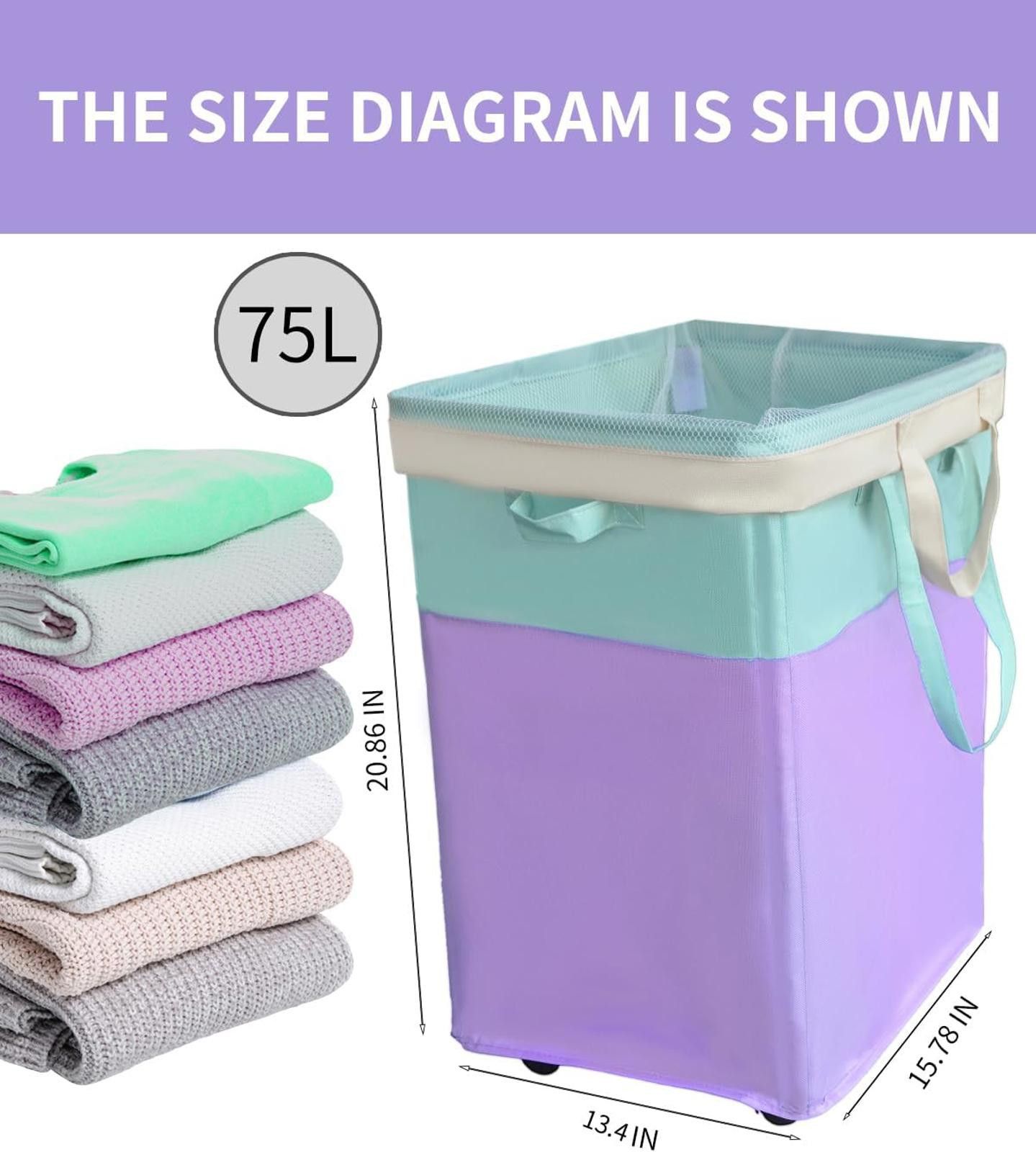 Homemade Colorful Collapsible Laundry Hamper with Mesh Lid Size ONE SIZE - 2 Thumbnail