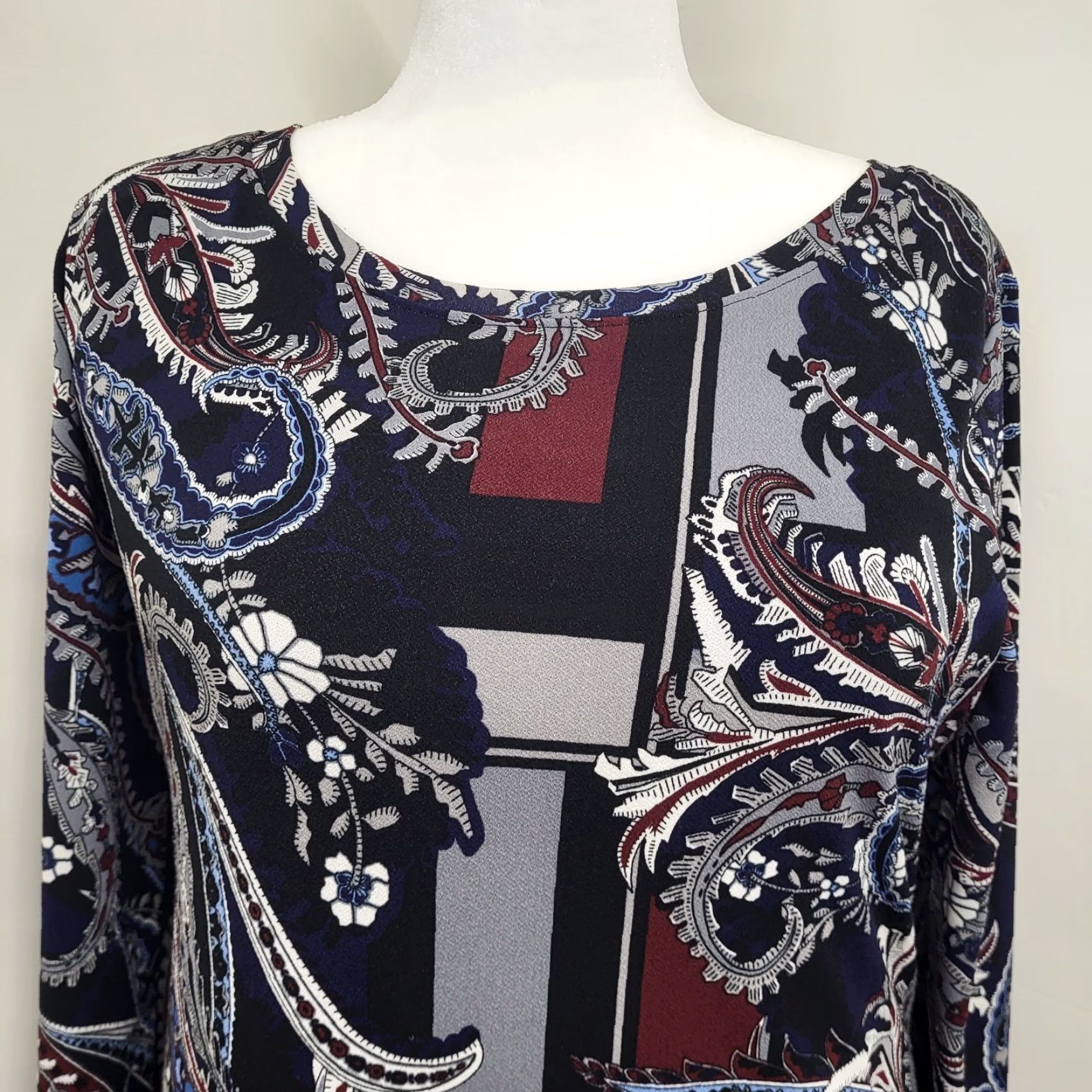 Vintage CATO Dress Womens XL 3/4 Sleeve Scoop Neck Lined Boho Floral Paisley Print Dress Size XL / US 12-14 / IT 48-50 - 5 Thumbnail
